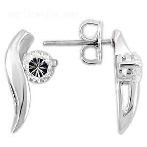 Tears of Joy - White Sparkling Cubic Zirconias Sterling Silver Classic Design Stud Earrings