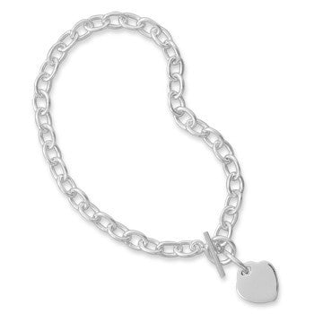 Iconic Heart Bracelet - Classically Inspired  Sterling Silver Heart Link Bracelet