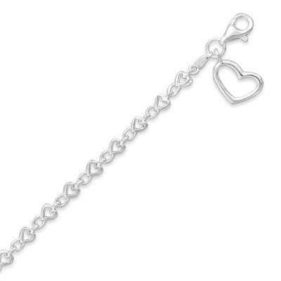 Heartstrings - Small Hearts Interlocking Throughout The Chain Sterling Silver Bracelet