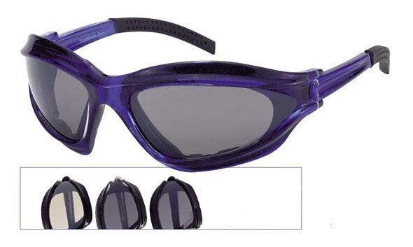 Cobalt Clear - Cobalt black frame polycarbonate wrap-around sunglass goggles-clear lens-3003