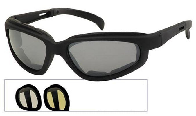 Raider-Yellow – Black frame polycarbonate wrap-around sunglass goggles - yellow lens - 3017