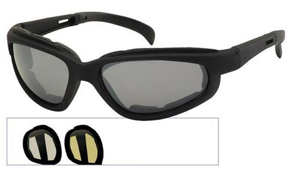 Raider-Smoke – Black frame polycarbonate wrap-around sunglass goggles- smoke lens-3017