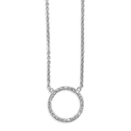 Never Ending Necklace - Rhodium Plated Sterling Silver Necklace with Cubic Zirconias