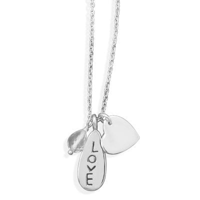 Just LOVE - fashionable 18 Inch Sterling Silver Classy Necklace with Quartz Bead