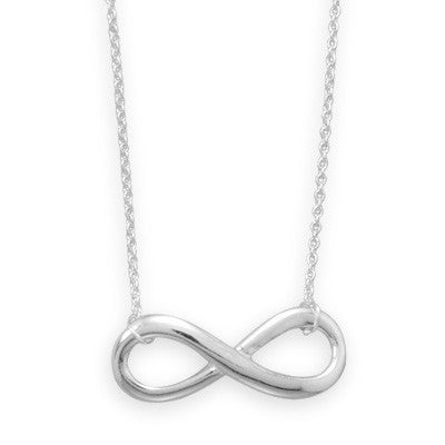 Infinity - Polished Infinity Design Drop Sterling Silver Delicate Necklace