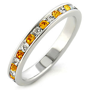 Crystal Happiness - Sterling Silver Wedding Ring with Citrine and White Austrian Crystals