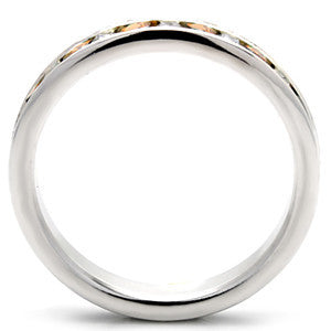 Crystal Happiness - Sterling Silver Wedding Ring with Citrine and White Austrian Crystals