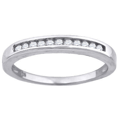 Lovely – White cubic zirconias half band sterling silver ring