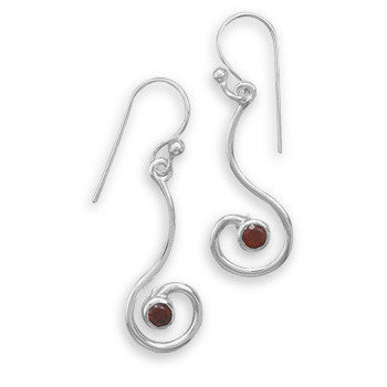 Garnet Swirl - Thin Swirl DesignGarnet Swirl - Thin Swirl Design French Wire Silver and Garnet Sterling Silver Earrings French Wire Silver and Garnet Sterling Silver Earrings