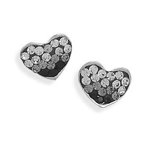 Love in Black Crystal - Remarkable Piece Of Work Black Sterling Silver Earrings with Pure White Crystals