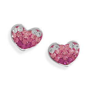 Love in Pink Crystal - Remarkable Piece Of Work Sterling Silver Earrings with Pure White and Pink Crystals