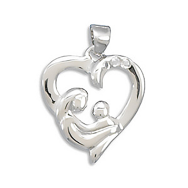 A Mother's Love - Heart Shaped Sterling Silver Gorgeous Pendant