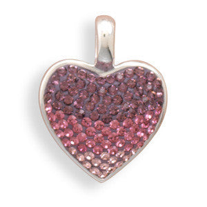 In The Pink - Pretty Design with Three Shades Of Pink Crystals Sterling Silver Adorable Pendant