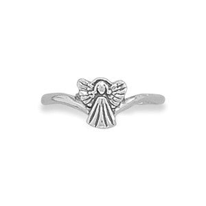 Tiny Angel of Protection - Cute Angel Beautifully Crafted Sterling Silver Comfort-Fit Ring