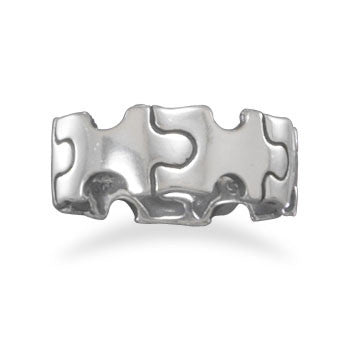 Puzzle - Sterling Silver puzzle piece design Comfort Fit Ring