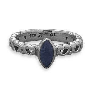 Sapphire Love - Simple But Elegant Oxidized Sterling Silver Sapphire Ring