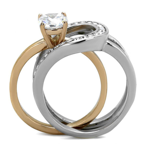 Adele  - Two Tones Rose Gold Interlocking Wedding Ring Set