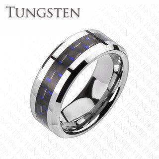 Executive Blue - Tungsten Comfort Fit Ring with Carbon Fiber Blue Inlay