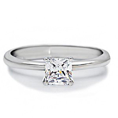 Promise Me - Square-cut white cubic zirconia solitaire stainless steel promise ring