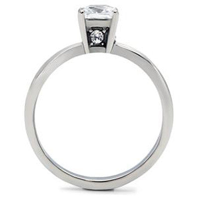 Promise Me - Square-cut white cubic zirconia solitaire stainless steel promise ring