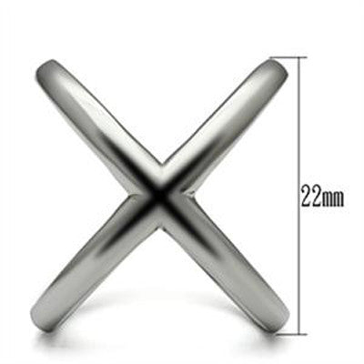 X Marks the Spot – Unique criss-cross design silver stainless steel mid-finger ring