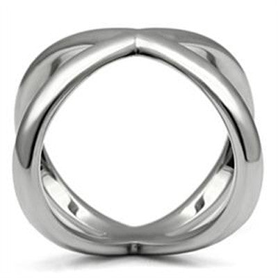 X Marks the Spot – Unique criss-cross design silver stainless steel mid-finger ring