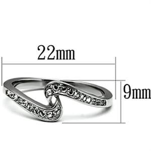 Crystal Wave – White crystal studded wave shaped stainless steel ring