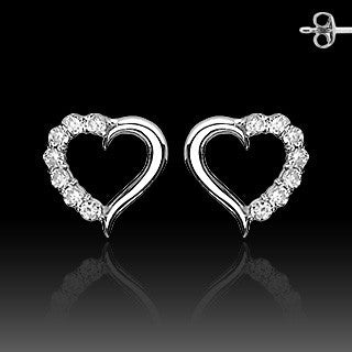 Lucky in Love - Delicate Design Sterling Silver Pretty Hearts Earring with Cubic Zirconias