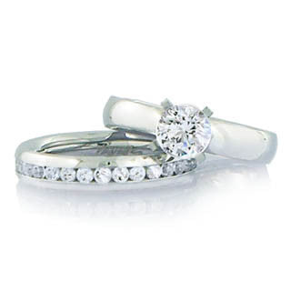 Eternity and Everlove Wedding Set - Graceful Set Of Stainless Steel Comfort-Fit Wedding Bands R-10032-R-10034