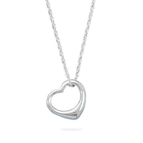 Floating Heart Necklace - Classic Touch Modern Style Shining Sterling Silver Necklace