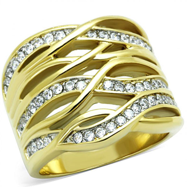 Golden Dreams - Cubic Zirconia Embellished Gold Stainless Steel Ring