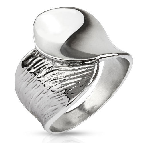 Go With The Flow - Two tone silver yin yang flow stainless steel ring