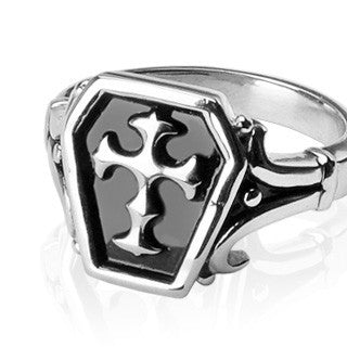 Sanctum - Symbol Of Might and Unending Loyalty Stainless Steel Center Cross Ring