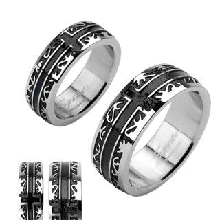 Oracle - Mesmerizingly Deep Black Band High Polished Stainless Steel Ring