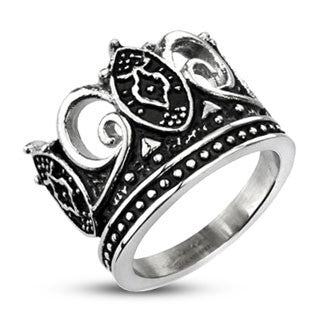 Hail-Hail - Majestic Crown Black and Stainless Steel Royal Design Ring