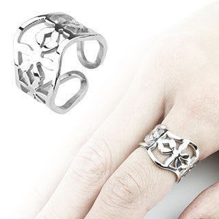 Flora - Wavy Flower Stainless Steel Design Comfort-Fit Ring