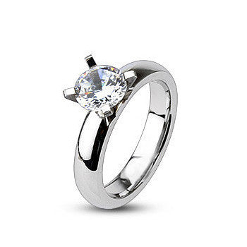 Everlove - Gorgeous Stainless Steel Comfort-Fit Engagement Ring with Cubic Zirconias