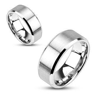 Simplicity– 4mm, 6mm, 8mm -Brushed Metal Beveled Edge Stainless Steel Ring