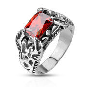 Gabriel - Artistic Design StGabriel - Artistic Design Stainless Steel Red Gem Comfort-Fit Ringainless Steel Red Gem Comfort-Fit Ring