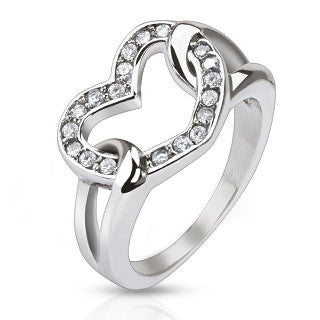 Love Buckle - Multi Cubic Zirconia's Heart Shaped Stainless Steel Engagement Ring