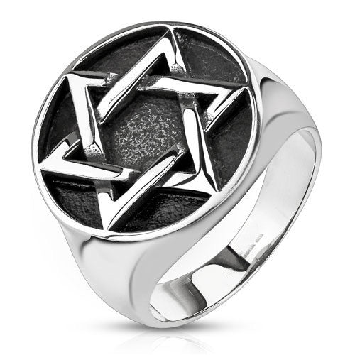 Star of David - Star of David medallion stainless steel men’s signet ring