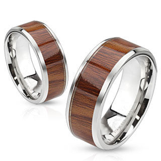 Rosewood Manor– Rose wood grain inlayed stainless steel band