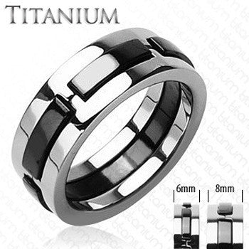 Tango - Raised Carbon Strips Solid Titanium with Onyx Colored Band
