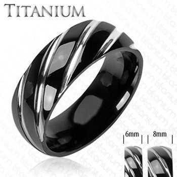 Vortex - Twister Sliding Alternative Design Black Titanium Comfort Fit Ring