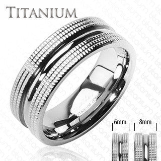 High Caliber – Double Textured Solid Titanium Couples Ring