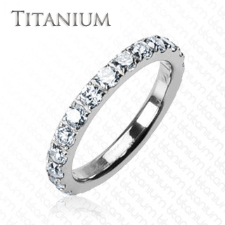 Persuasion - Classic Design Titanium Wedding Ring with Cubic Zirconias
