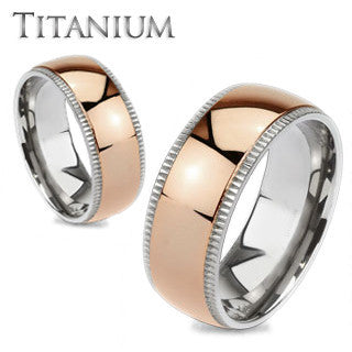 Timeless Rose - Highly Polished Rose Gold Ion-Plated Beveled Edges Comfort-Fit Titanium Wedding Ring