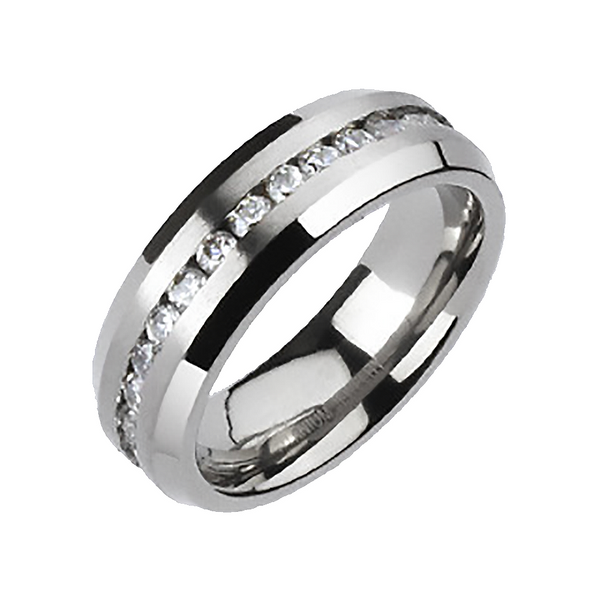 Admiration - Flashing Beauty Titanium Ring White Cubic Zirconias