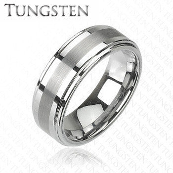 Bolt - Combination of Matte and Glossy Finish Tungsten Carbide Comfort-Fit Band