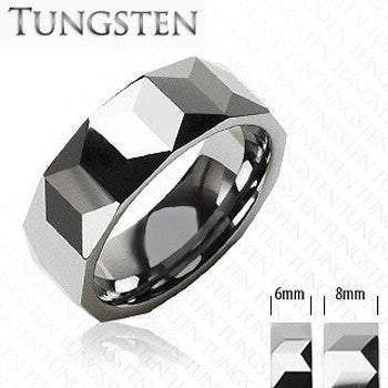 Shadow Play - Prism Cut Stylish Tungsten Carbide Comfort-Fit Ring